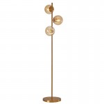 Planet - Matt Brass 3 Light Floor Lamp with Amber Mirrored Glasses Planet - Matt Brass 3 Light Floor Lamp with Amber Mirrored Glasses