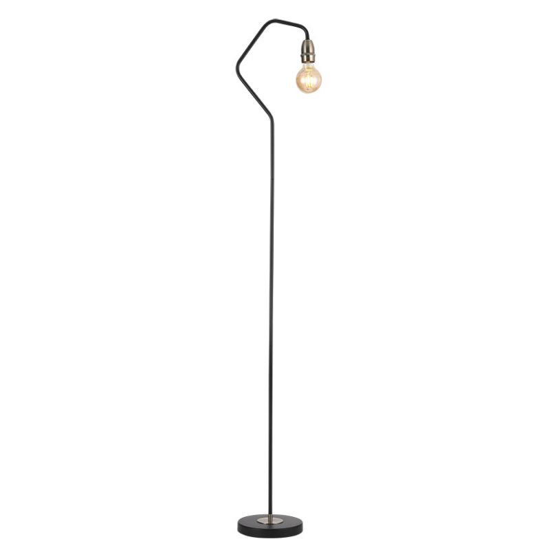 Cork Lighting-FL1966/BL+AB - Venus - Black & Antique Brass Floor Lamp