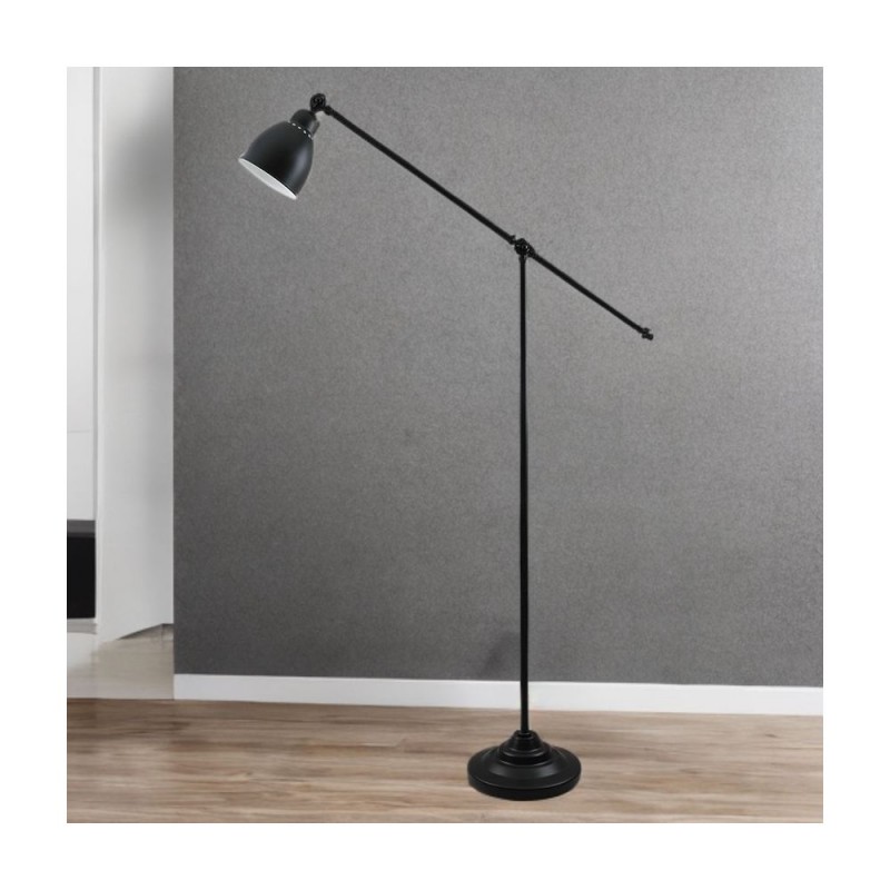 Cork Lighting-FL2045/BLK - Angle - Matt Black Floor Lamp