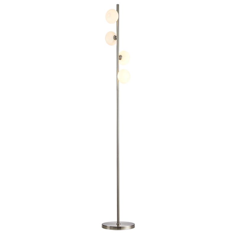 Cork Lighting-FL2138/4SN - Kosmo - White Glass & Satin Nickel 4 Light Floor Lamp