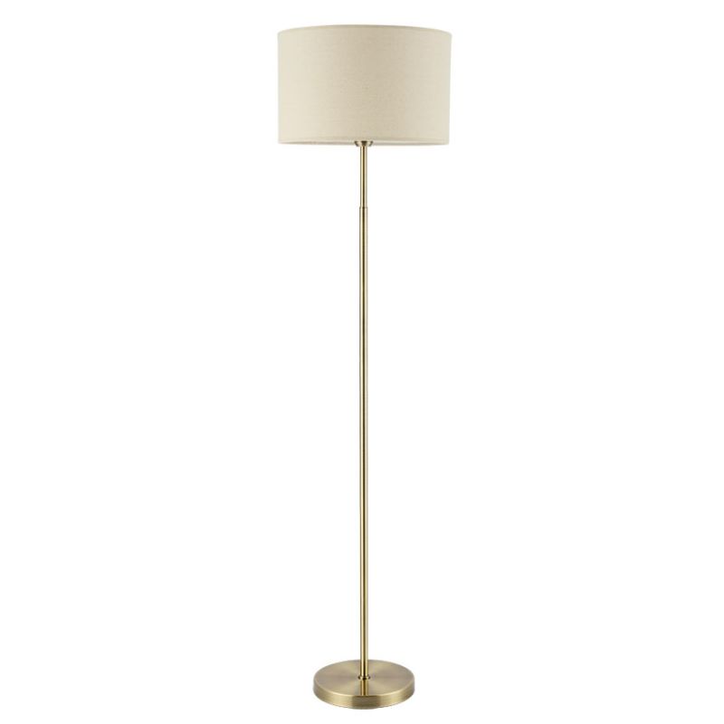 Cork Lighting-FL2156/AB - Ashley - Antique Brass Floor Lamp with Oatmeal Shade