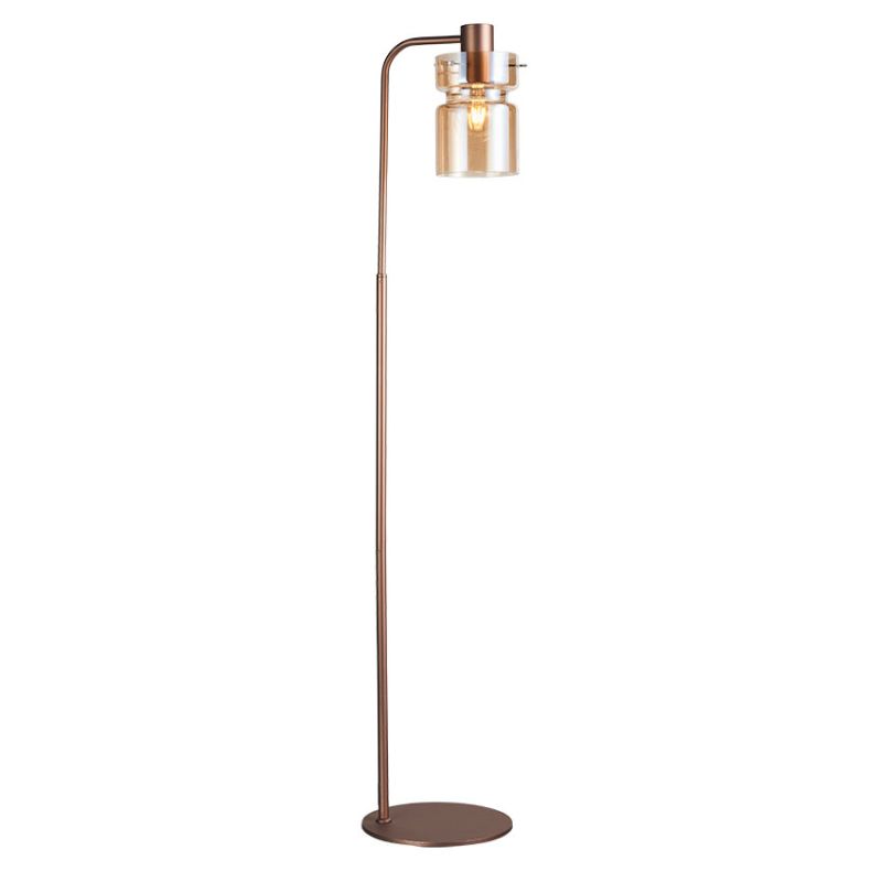 Cork Lighting-FL2207/1COP - Camden - Copper Floor Lamp with Decorative Amber Glass