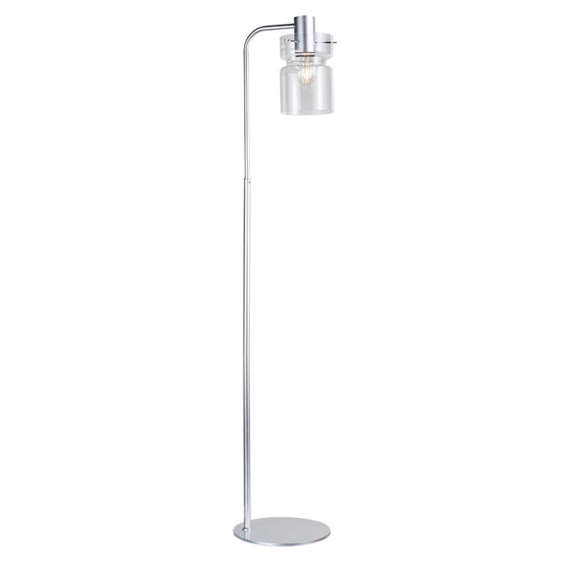 Cork Lighting-FL2207/1SIL - Camden - Aluminium Floor Lamp with Decorative Clear Glass