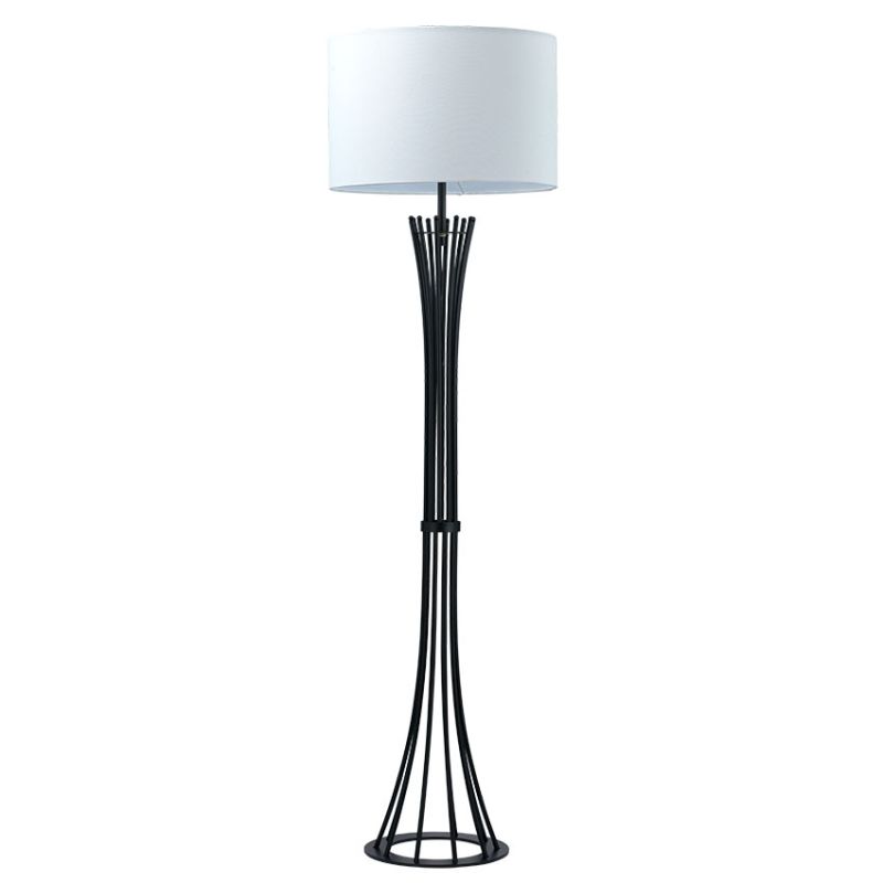 Cork Lighting-FL2316/BLK - Juliet - Black Floor Lamp with White Shade