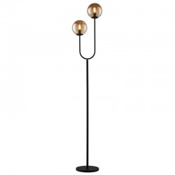 Taishan - Black 2 Light Floor Lamp with Amber Glass
