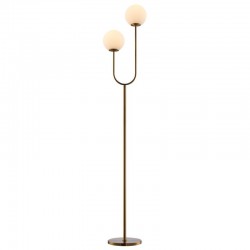 Taishan - Brushed Brass 2 Light Floor Lamp with White Glass Taishan - Brushed Brass 2 Light Floor Lamp with White Glass