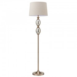 Mercury - Antique Brass & Mercury Glass Floor Lamp with Natural Linen Shade Mercury - Antique Brass & Mercury Glass Floor Lamp with Natural Linen Shade