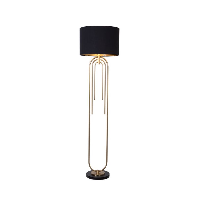 Cork Lighting-FL3250BRBL - Roberta - Matt Brass Floor Lamp with Black Shade