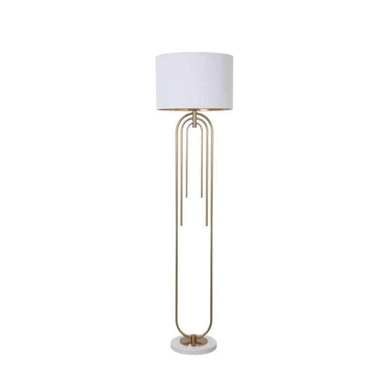 Cork Lighting-FL3250BRWH - Roberta - Matt Brass Floor Lamp with White Shade