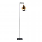 Mela - Black & Matt Brass Floor Lamp with Smoked Glass Mela - Black & Matt Brass Floor Lamp with Smoked Glass