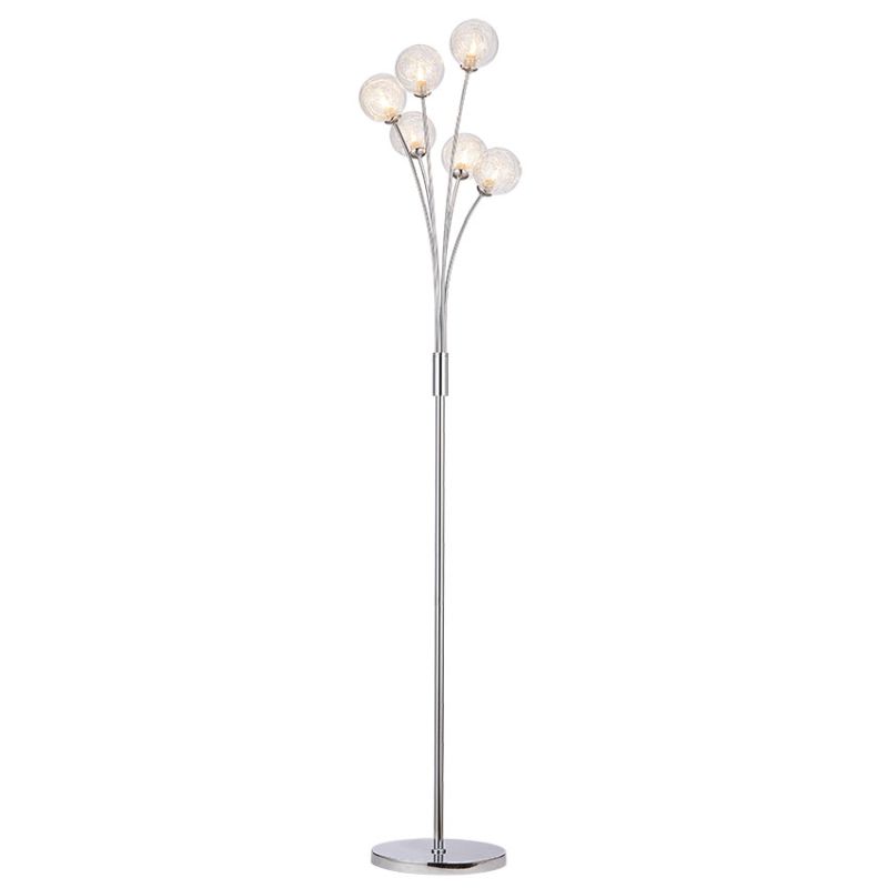 Cork Lighting-FL4357/6CR - Nasa - Chrome 6 Light Floor Lamp with Chrome Wire & Clear Glass