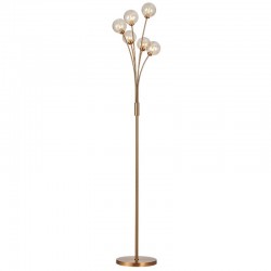 Nasa - Matt Brass 6 Light Floor Lamp with Amber Glass Nasa - Matt Brass 6 Light Floor Lamp with Amber Glass