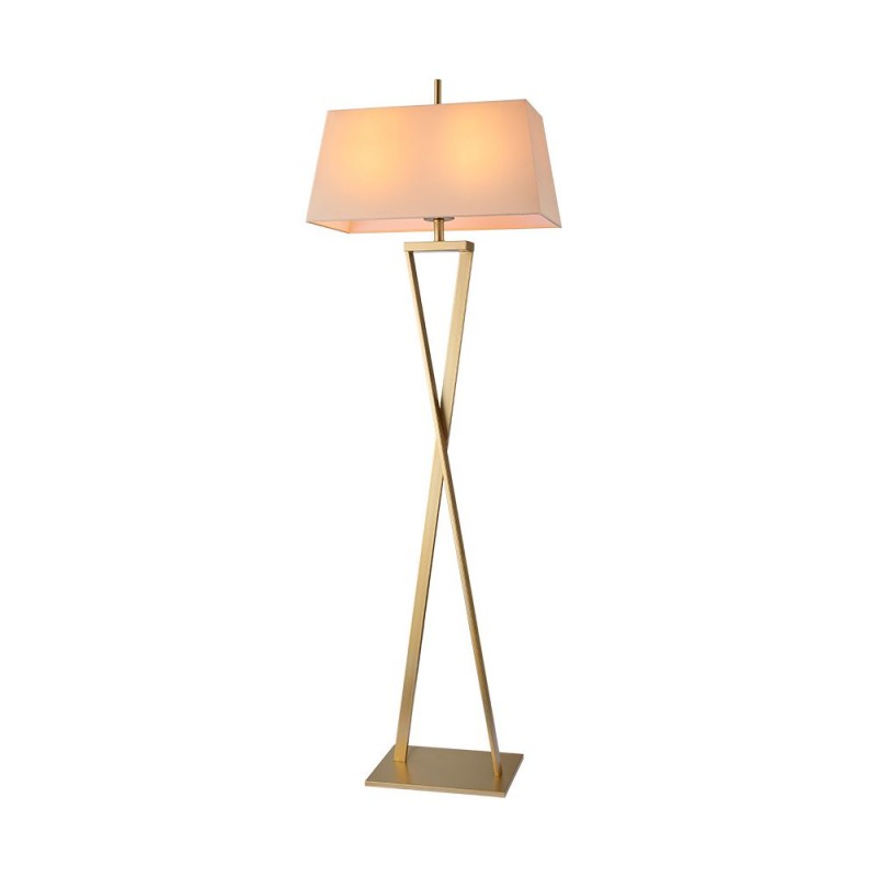Cork Lighting-FL4514/GLD - Krista - Painted Gold Floor Lamp with Off-White Shade