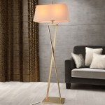 Krista - Painted Gold Floor Lamp with Off-White Shade