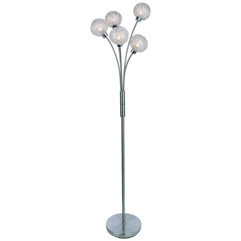 Table & Floor Lamp - Emily - Satin Nickel with Mesh Shades 5 Light Floor Lamp Cork-Lighting-FL4666/5L - Emily - Satin Nickel with Mesh Shades 5 Light Floor Lamp