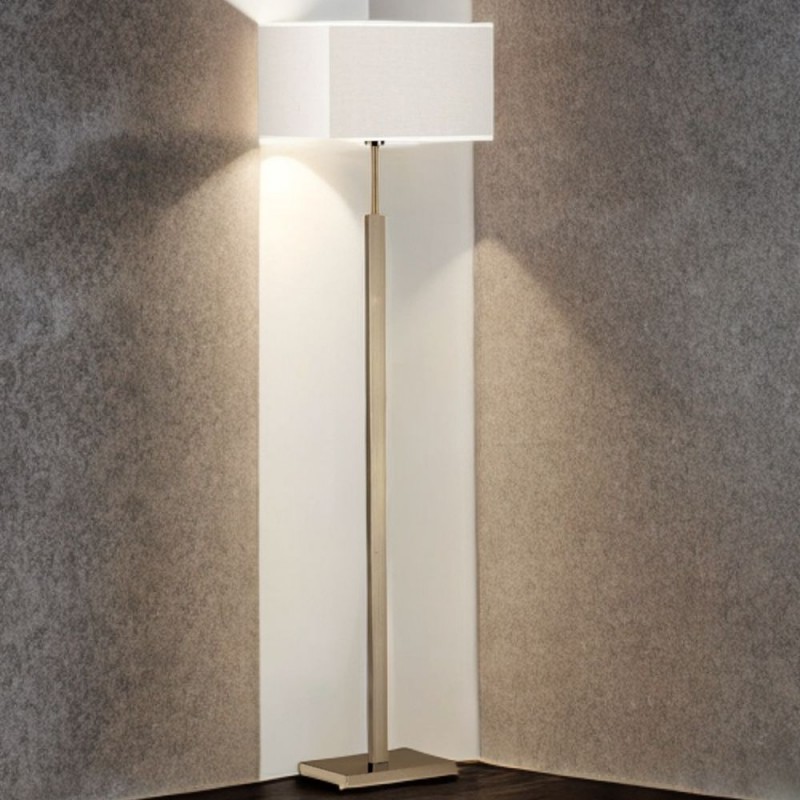 Cork Lighting-FL4794/ANT - Dunmore - Antique Brass Floor Lamp with Oatmeal Shade