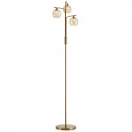 Genoa - Matt Brass Floor Lamp with Dimpled Amber Glasses Genoa - Matt Brass Floor Lamp with Dimpled Amber Glasses