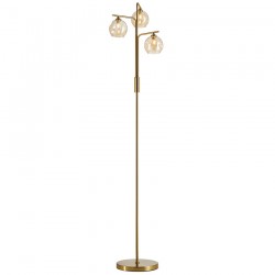 Genoa - Matt Brass Floor Lamp with Dimpled Amber Glasses Genoa - Matt Brass Floor Lamp with Dimpled Amber Glasses