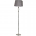 Clarie - Satin Nickel Floor Lamp with Grey Linen Shade Clarie - Satin Nickel Floor Lamp with Grey Linen Shade