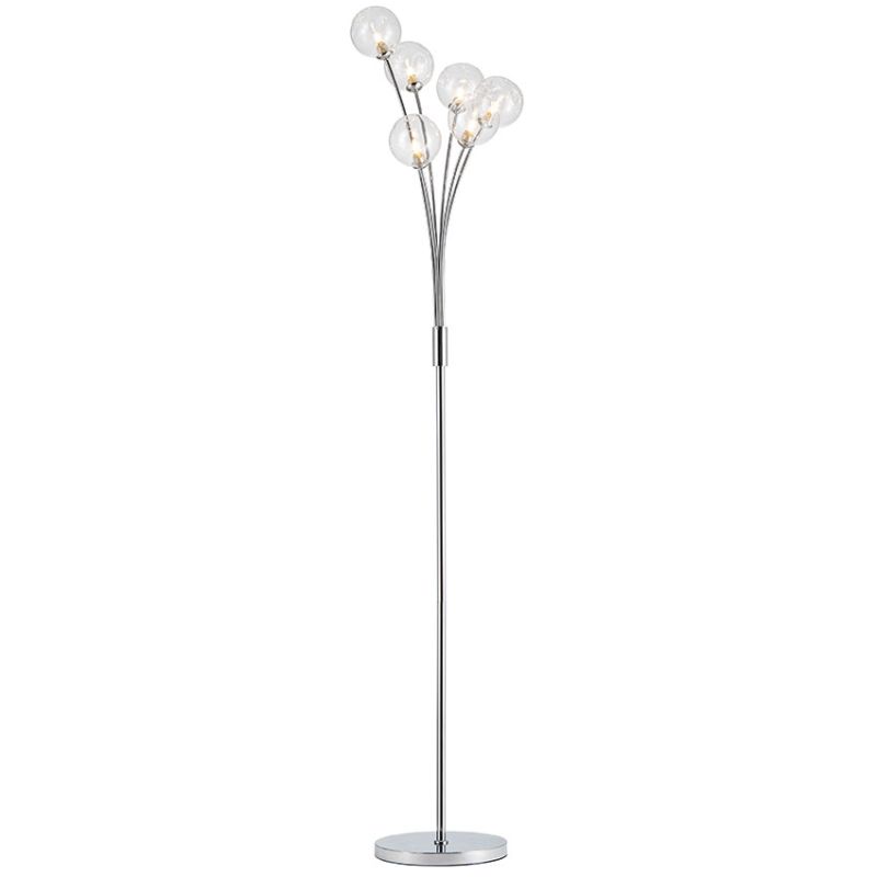 Cork Lighting-FL9455/6CR - Blarney - Chrome 6 Light Floor Lamp with Clear Dimpled Glass