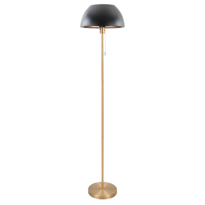 Cork Lighting-FLBELLA/BL - Bella - Brass Floor Lamp with Black & Gold Shade