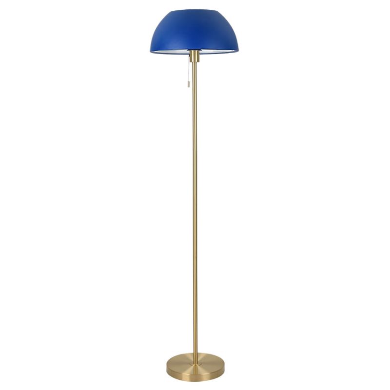 Cork Lighting-FLBELLA/BLUE - Bella - Brass Floor Lamp with Blue Shade