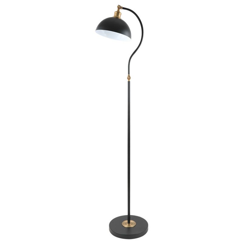 Cork Lighting-FLSWAN/BLBR - Swan - Black & Satin Brass Floor Lamp