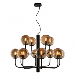 Taishan - Black 12 Light Centre Fitting with Amber Glass Taishan - Black 12 Light Centre Fitting with Amber Glass