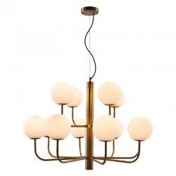 Taishan - Brushed Brass 12 Light Centre Fitting with White Glass Taishan - Brushed Brass 12 Light Centre Fitting with White Glass