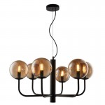 Taishan - Black 6 Light Centre Fitting with Amber Glass