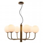 Taishan - Brushed Brass 6 Light Centre Fitting with White Glass Taishan - Brushed Brass 6 Light Centre Fitting with White Glass