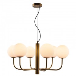 Taishan - Brushed Brass 6 Light Centre Fitting with White Glass Taishan - Brushed Brass 6 Light Centre Fitting with White Glass