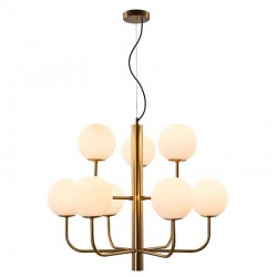 Taishan - Brushed Brass 9 Light Centre Fitting with White Glass Taishan - Brushed Brass 9 Light Centre Fitting with White Glass