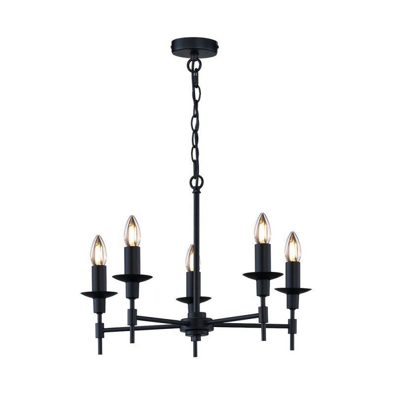 Cork Lighting-LF2415/5BL - Aradena - Matt Black 5 Light Centre Fitting