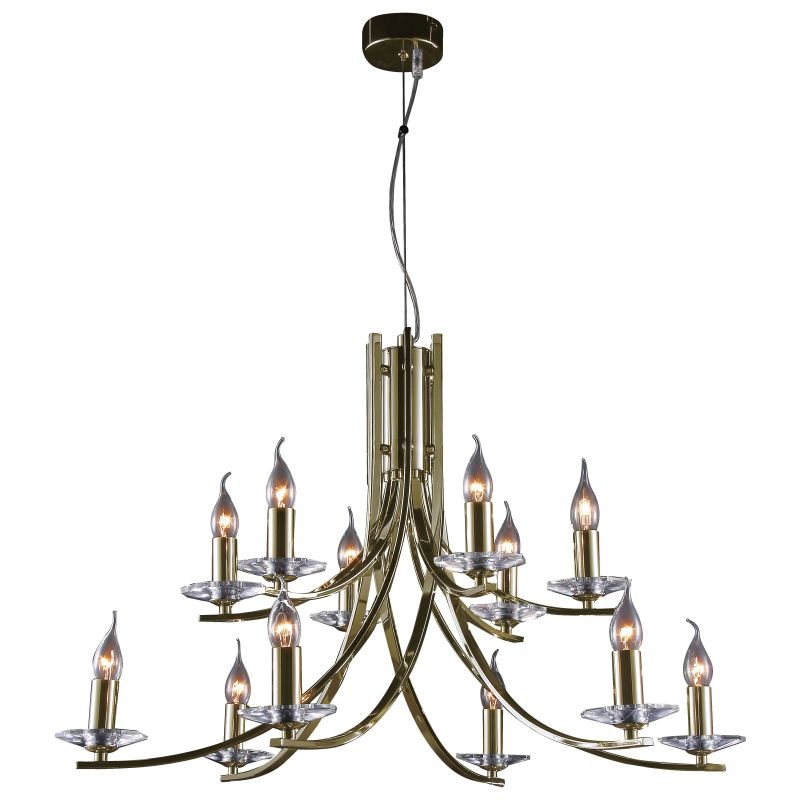 Ceiling Lights - Vulcan - Antique Brass 12 Light Twisted Centre Fitting Cork-Lighting-LF2613/12AB - Vulcan - Antique Brass 12 Light Twisted Centre Fitting
