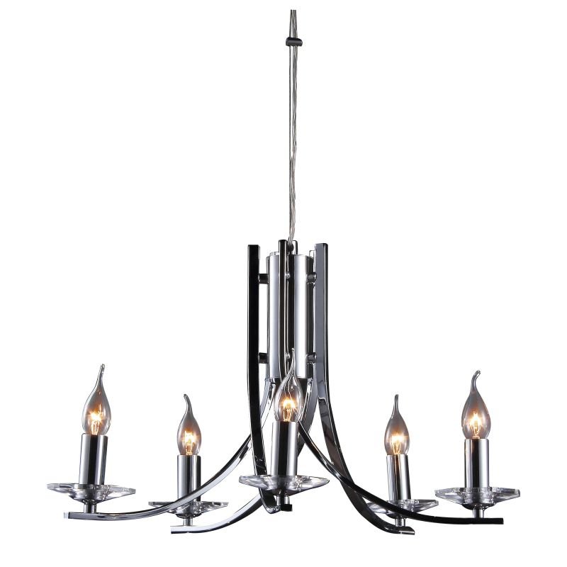 Ceiling Lights - Vulcan - Polished Chrome 5 Light Twisted Centre Fitting Cork-Lighting-LF2613/5CR - Vulcan - Polished Chrome 5 Light Twisted Centre Fitting