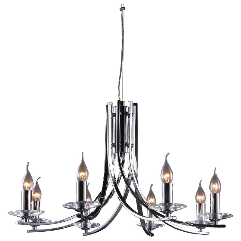 Ceiling Lights - Vulcan - Polished Chrome 8 Light Twisted Centre Fitting Cork-Lighting-LF2613/8CR - Vulcan - Polished Chrome 8 Light Twisted Centre Fitting