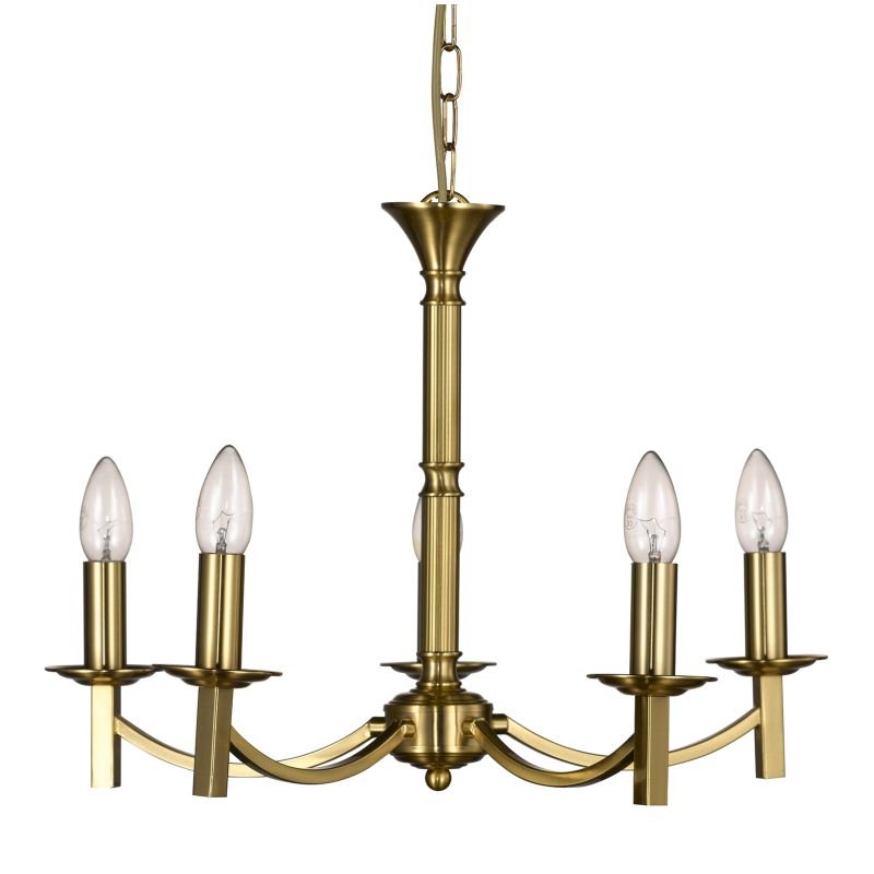 Ceiling Lights - Lugano - Traditional Matt Brass 5 Light Centre Fitting Cork Lighting-LF2633/5MB - Lugano - Traditional Matt Brass 5 Light Centre Fitting