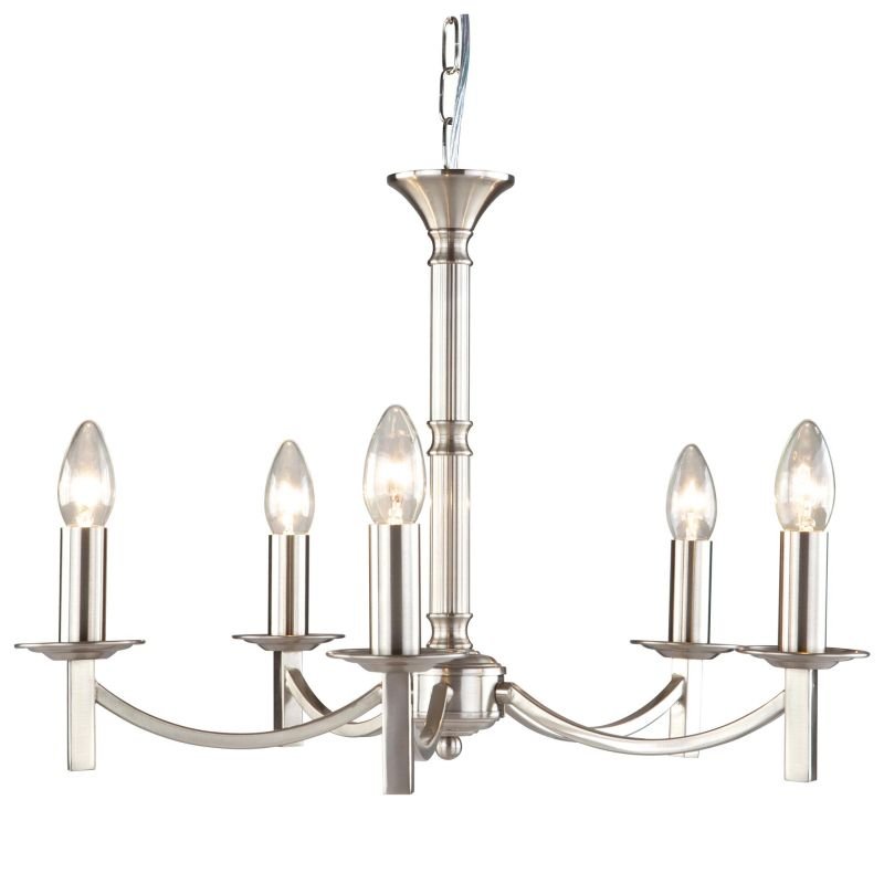 Ceiling Lights - Lugano - Traditional Satin Nickel 5 Light Centre Fitting Cork-Lighting-LF2633/5SN - Lugano - Traditional Satin Nickel 5 Light Centre Fitting