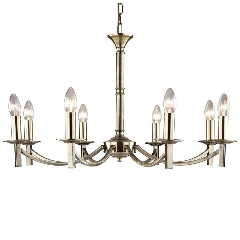 Ceiling Lights - Lugano - Traditional Antique Brass 8 Light Centre Fitting Cork-Lighting-LF2633/8AB - Lugano - Traditional Antique Brass 8 Light Centre Fitting