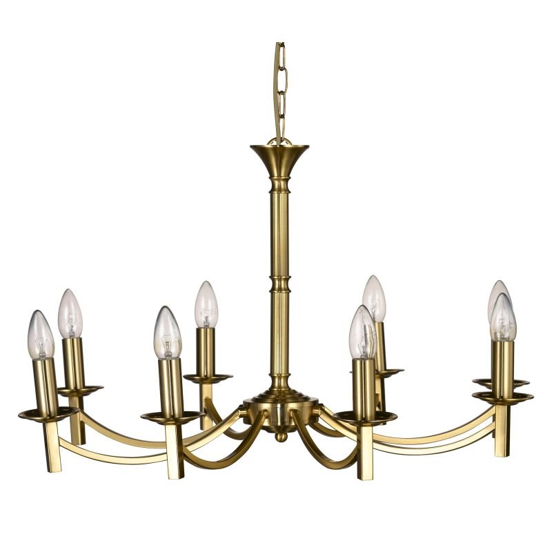 Ceiling Lights - Lugano - Traditional Matt Brass 8 Light Centre Fitting Cork Lighting-LF2633/8AB - Lugano - Traditional Matt Brass 8 Light Centre Fitting