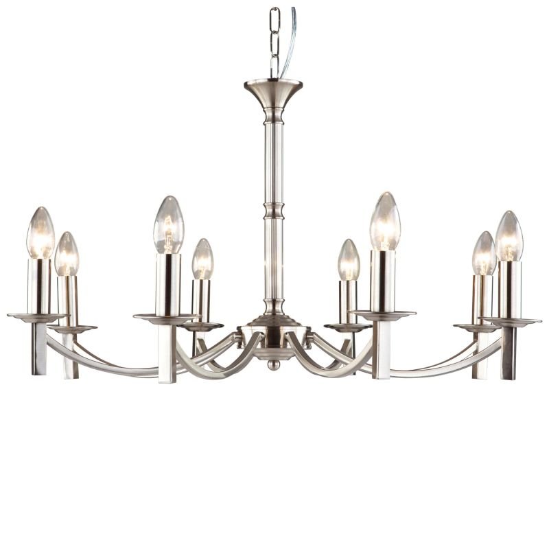 Ceiling Lights - Lugano - Traditional Satin Nickel 8 Light Centre Fitting Cork-Lighting-LF2633/8SN - Lugano - Traditional Satin Nickel 8 Light Centre Fitting