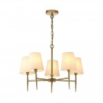 Shandon - Antique Brass 5 Light Centre Fitting with Cream Shade