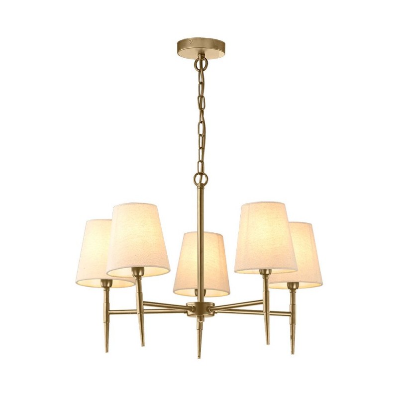 Cork Lighting-LF2840/5AB - Shandon - Antique Brass 5 Light Centre Fitting with Cream Shade
