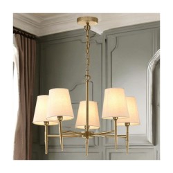 Shandon - Antique Brass 5 Light Centre Fitting with Cream Shade