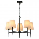 Mill - Black 5 Light Centre Fitting with Oatmeal Shade Mill - Black 5 Light Centre Fitting with Oatmeal Shade