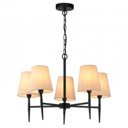 Mill - Black 5 Light Centre Fitting with Oatmeal Shade Mill - Black 5 Light Centre Fitting with Oatmeal Shade