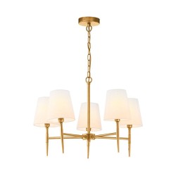 Shandon - Matt Brass 5 Light Centre Fitting with White Shade
