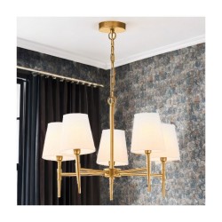 Shandon - Matt Brass 5 Light Centre Fitting with White Shade