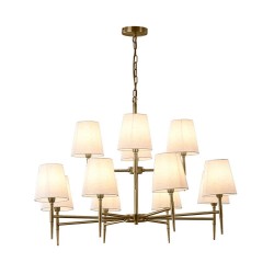 Shandon - Antique Brass 12 Light Centre Fitting with Cream Shade